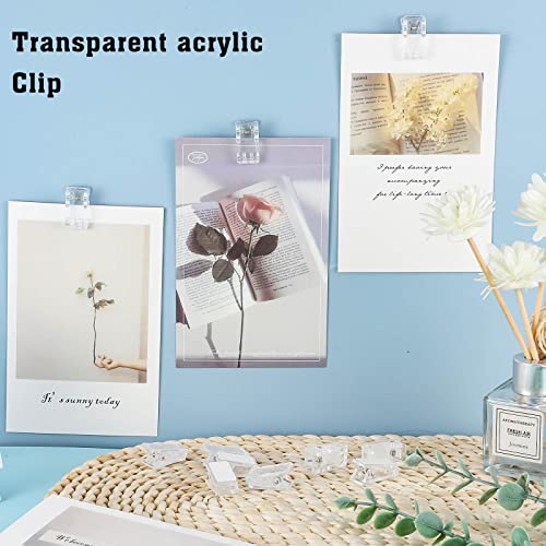 50 Pieces Self Adhesive Clips, Tapestry Sticky Spring Hangers Wall Clips for Hanging Poster Photo Office Decorations, Clear - style: Clear Self-adhesive