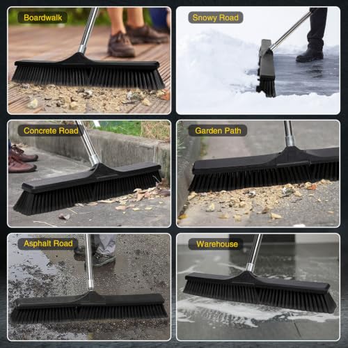 Masthome 24.8" Push Broom Heavy Duty Outdoor Stiff Bristle for Garage&Patio - color: Push Broom-black