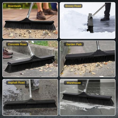 Masthome 24.8" Push Broom Heavy Duty Outdoor Stiff Bristle for Garage&Patio - color: Push Broom-black
