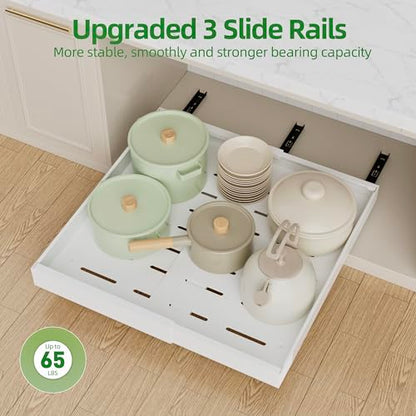 PAKETA 4 Pack Expandable Pull Out Cabinet Organizer,21" Deep - color: White, size: 21"D X 12-20"W (4 Pack)