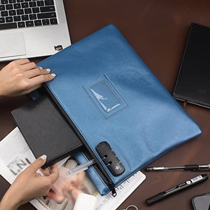 KOSMCCO Notary Bag with Lock, Navy Blue, L - color: Navy Blue