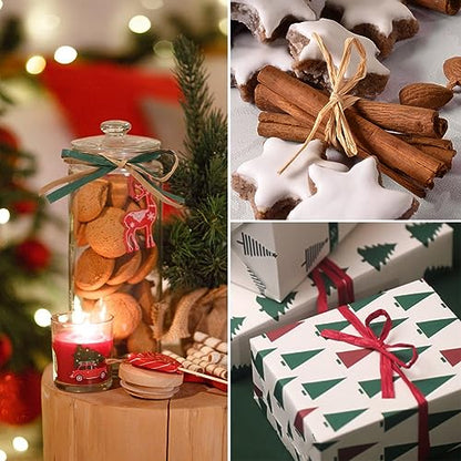 Tenn Well 3Rol 984ft Raffia Ribbon Red Green Natural for Gift Wrapping - color: Red+Green+Natural