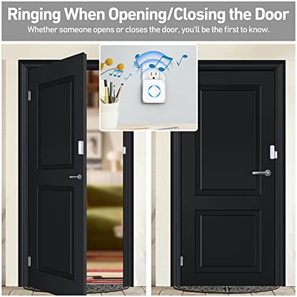 Satisure Wireless Door Open Contact Sensor Alarm Chime with 600 FT Range, 58 Chimes, 5 Volume Levels, LED Indicators - Door Ringer Alert for Business/Store/Home/Office