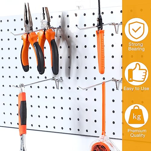 Funrous 100 Pack 6 Inch Stainless Steel Hooks for Pegboard, Silver - size: 6 Inch