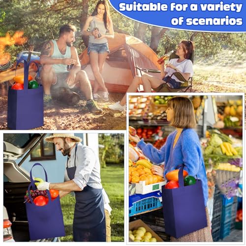 Windyun 50 Pcs Reusable Tote Bag Bulk 8 x 4 x 10 Inch, Navy Blue - color: Navy Blue