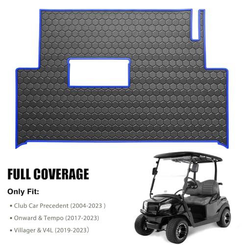 Club Car Precedent Golf Cart Full Coverage Floor Liner Mat, Fits Club Car Precedent (2004-2023), Onward & Tempo (2017-2023), Villager & V4L (2019-2023), Durable Anti-Slip Rubber - color: Black Blue