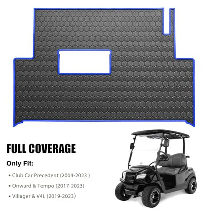 Club Car Precedent Golf Cart Full Coverage Floor Liner Mat, Fits Club Car Precedent (2004-2023), Onward & Tempo (2017-2023), Villager & V4L (2019-2023), Durable Anti-Slip Rubber - color: Black Blue