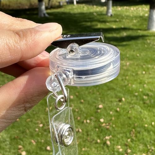 QREEL Badge Reel, ID Badge Holder Retractable Clip, Clear, 10 Pack - color: Translucent Clear, size: 10 Pack