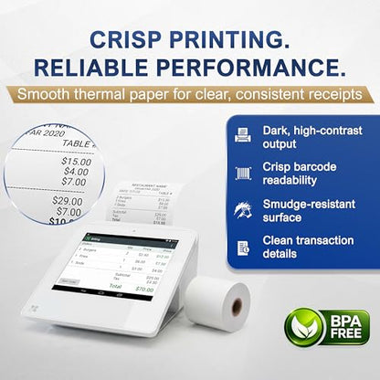 Thermal Receipt Paper Rolls for Clover Mini & Clover Mobile – 2 1/4” x 80’ BPA Free Credit Card Machine Paper Compatible with C200 C300 C301 C302 C302U C305 – POS Printer Paper, 10 Rolls - size: 10 rolls