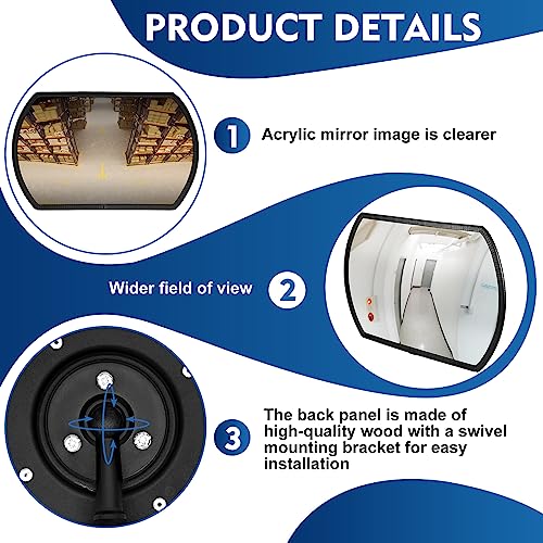 Geetery 2 Pcs 18" x 12" Garage Convex Security Corner Mirror - size: 18" X 12"