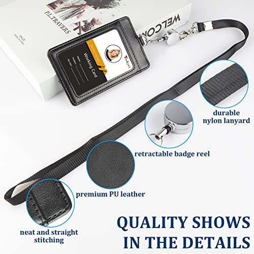 Teskyer Badge Holder with Retractable Lanyard, Vertical Black - color: Black #02, size: Vertical
