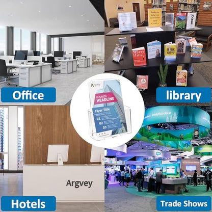 Acrylic Brochure Holder 6 x 9, Bifold Pamphlet Holder Display Stand, 4 Pack - size: 4 Pack