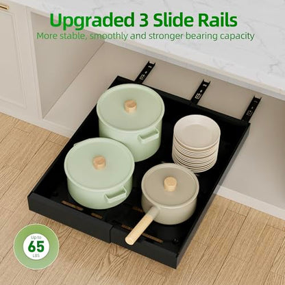 PAKETA 4 Pack Expandable Pull Out Cabinet Organizer,21" Deep - color: Black, size: 21"D X 9-14"W (4 Pack)