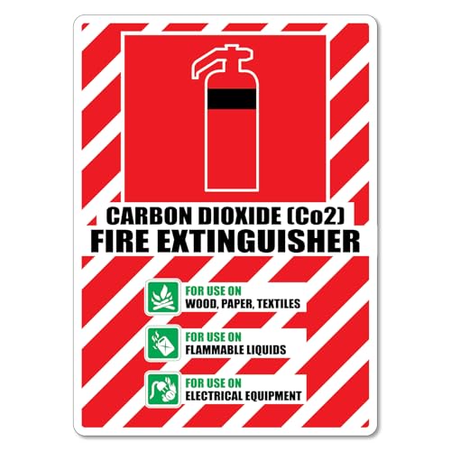 Fire Sign - Carbon Dioxide (Co2) Fire Extinguisher Metal Tin Sign 12x16 Inch – Clear Warning for Home & Business Use - size: 12x16in/30x40cm