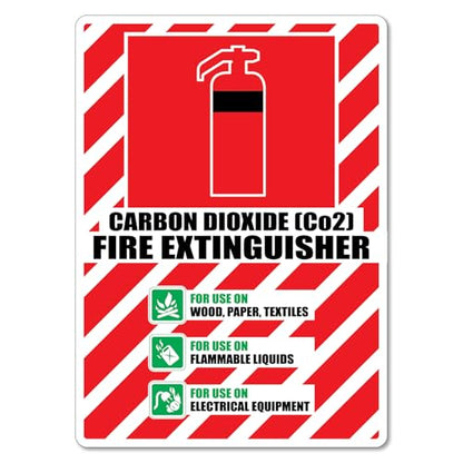Fire Sign - Carbon Dioxide (Co2) Fire Extinguisher Metal Tin Sign 12x16 Inch – Clear Warning for Home & Business Use - size: 12x16in/30x40cm