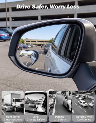 JOYTUTUS Heart Shaped Blind Spot Mirror 2 Pack HD Frameless Convex Glass for Wide Angle View and Safer Lane Changing Compatible with Cars SUVs Trucks RVs Cute & Safe Car Mirror Accessory - size: Heart-shaped