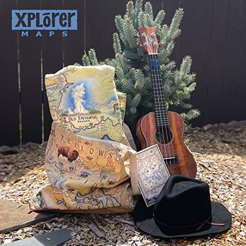 Xplorer Maps Canvas Tote Bag with Handles, Cloth Grocery Shopping Bag, Reusable & Eco-friendly Bag, 100% Cotton, Washable - color: Beige