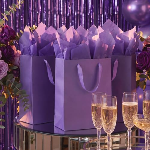woric 160 Sheets Purple Tissue Paper for Gift Bags 20 x 14 Inch - color: Purple