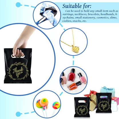 BadenBach 200-Pack Small Thank You Bags, 8" x 6", Black - color: Black