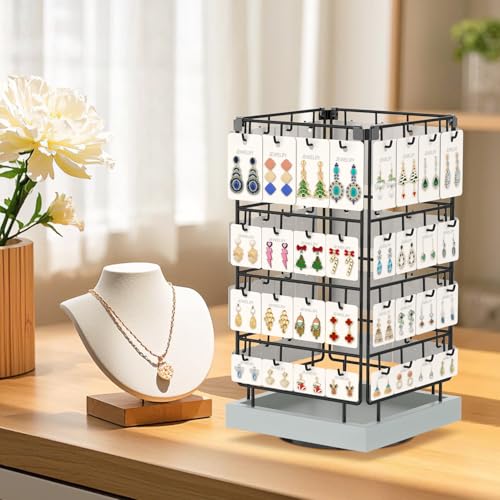 EsLuker.ly Rotating Earring Display Holder Stand for Vendors Selling, Light Grey - color: Light Grey+Black