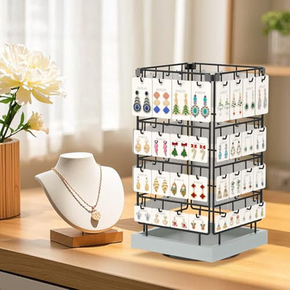 EsLuker.ly Rotating Earring Display Holder Stand for Vendors Selling, Light Grey - color: Light Grey+Black
