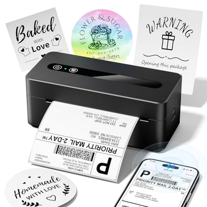 TATTMUSE Bluetooth Thermal Label Printer, 4X6 Shipping Label Printer for Small Business, Thermal Printer Sticker Printer Compatible with Phone, iOS, Android, Windows, Mac, Amazon, Shopify - color: Black