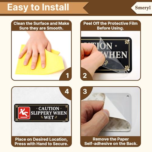 Caution Slippery When Wet Signs With Self-Adhesive Backing