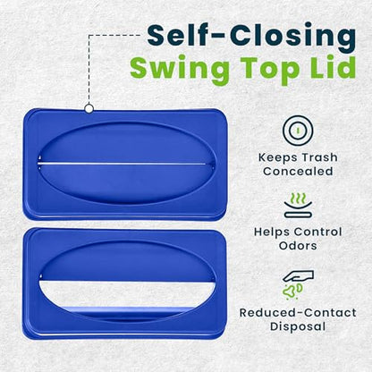 Alpine Industries Slim Trash Can Lid - Compact Garbage Bin Cover - Durable Slender Varied Plastic Top Minimize Odors and Keep Litter Inside and Unseen - Drop Shot Lid - Blue - color: Blue