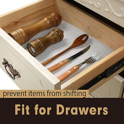 Drawer and Shelf Liner 12 in x 20 FT, Non Adhesive Water Resistant, Easy Clean and Trim, Smooth Surface Liners for Kitchen Cabinet, Shelves, Drawers, Pantry, Light Gray - color: Light Gray, size: 12"W x 240"L