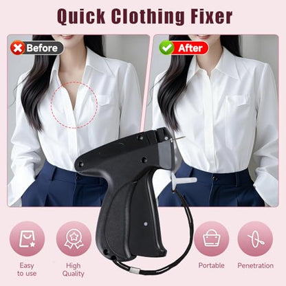 Black Quick Stitch Sewing Gun - Includes 6 Mini Needles and 4000pcs Fasteners (2000 Black & 2000 White) Clothing Stitch Gun Quick Stitchy Sewing Kit - color: Black