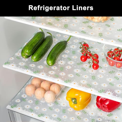 Cooyes Shelf Liner Non-Adhesive EVA Cabinet & Drawer Liner 11.8" x 120" - color: Green Daisy, size: 11.8"W x 120"L