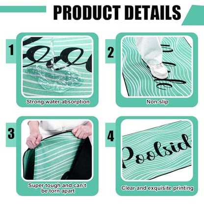 Tinideya Pool Deck Mats Non Slip Rubber with Drainage,Teal,23.62" X 35.43" - color: Teal, size: 2' x 3' (Rectangular)