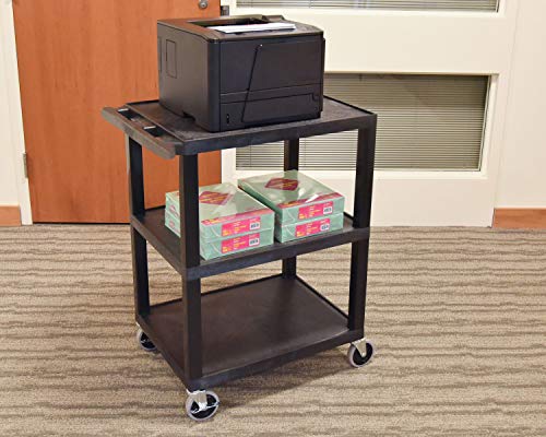 Luxor Multipurpose Three Shelves Structural Foam Plastic Storage Utility Cart - Black