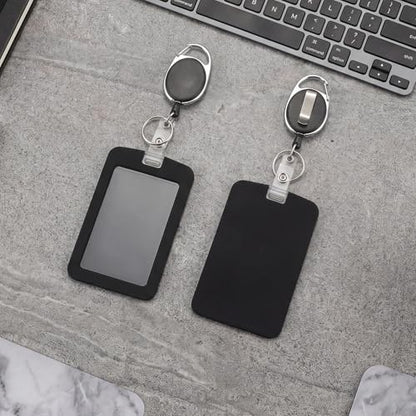 2 Pack Retractable Badge Holder with Silicone Id Card Holder Reel - style: 2 Set Silicone Material