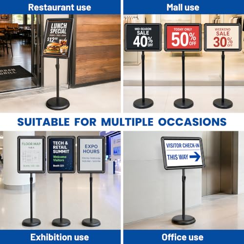 3Pack 11x17 Sign Holder Stand, Adjustable Floor Standing Sign Holder - color: Black, size: 11"x17"-3Pack