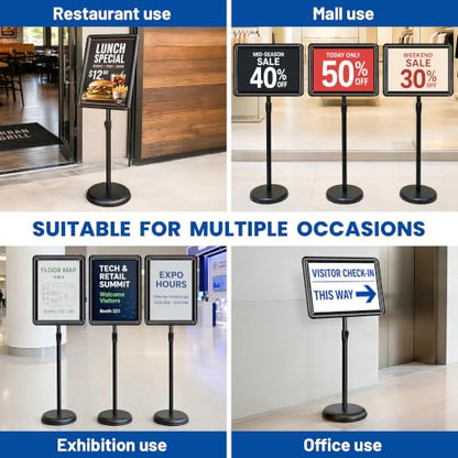 3Pack 11x17 Sign Holder Stand, Adjustable Floor Standing Sign Holder - color: Black, size: 11"x17"-3Pack