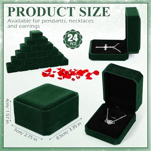 Sureio 24 Pcs Velvet Jewelry Gift Boxes Bulk Dark Green - color: Dark Green