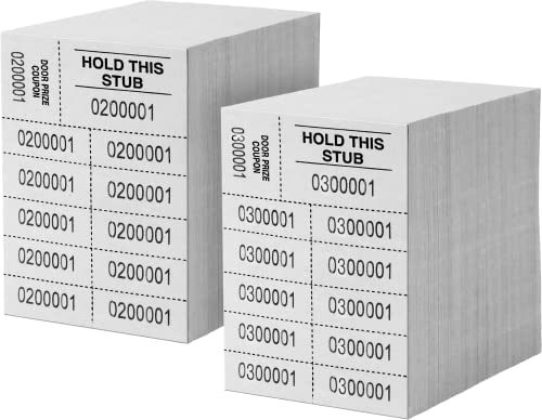 Auction Tickets - 1000 Sheets - 10 Numbers per Sheet (White) - color: White