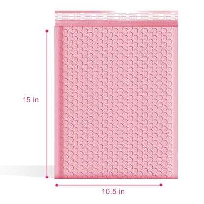 Light Pink Bubble Mailers 10.5x16, Poly Padded Envelopes #5, 100 Pack - color: Light Pink, size: 10.5"x16" / 100 Pack