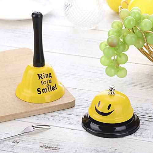 Hotop 2 Pieces Ring Service Call Bell, Yellow Smile Metal Bell