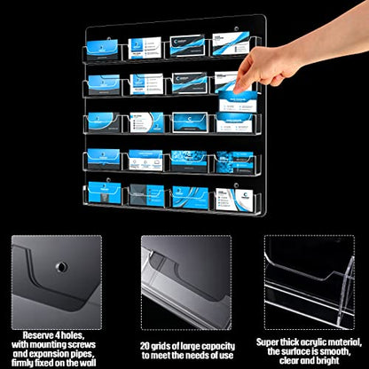Hillban Acrylic Business Card Holder Wall Mount Office, 20 Pockets - size: 20 Pockets