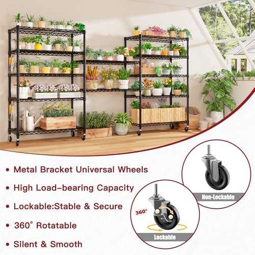 PrimeZone 6 Tier Wire Shelving with Wheels 79''H 1500lbs Storage Shelves - size: 36" W x 16" D x 79" H
