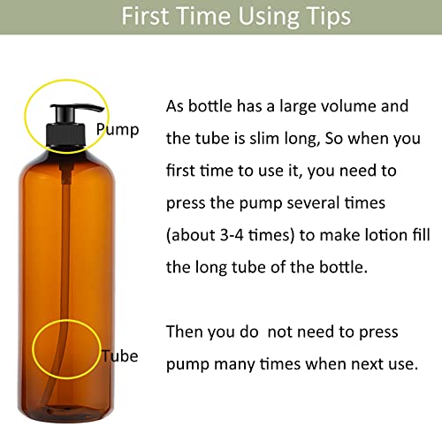 zmybcpack 4 Pack 32 OZ Empty Plastic Pump Bottles, Amber Shampoo Bottles - size: 32oz (4pack Amber)