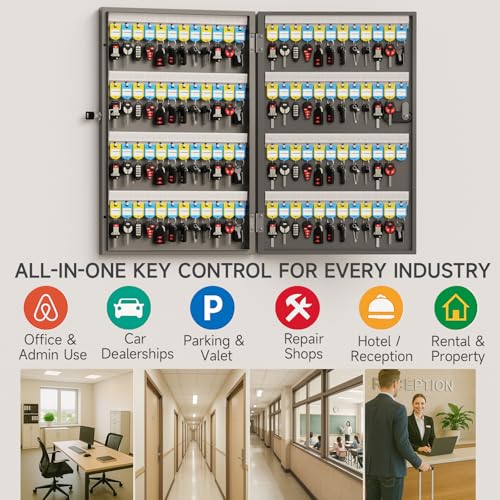 WeHere 96-Key Key Lock Box, Steel Key Holder Cabinet with Combination Lock - size: 2.3inx15.7inx26in