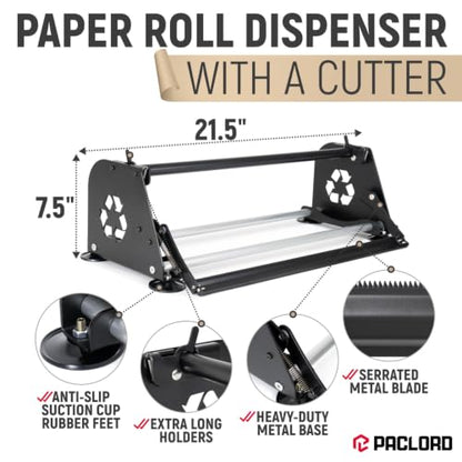 18" Paper Dispenser with Cutter + Brown Kraft Paper Roll - color: Natural Kraft, size: 1 Roll + Dispenser