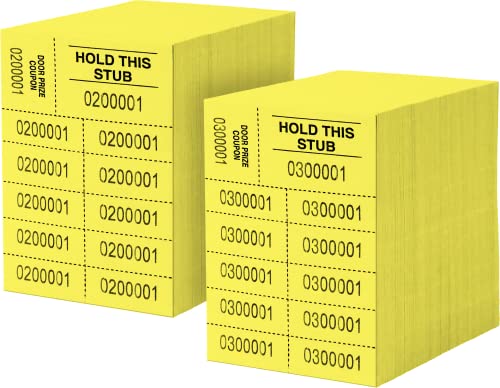 Auction Tickets - 1000 Sheets - 10 Numbers per Sheet (Yellow) - color: Yellow