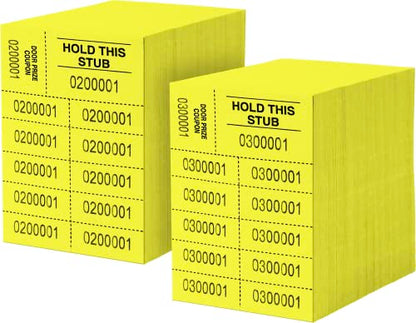 Auction Tickets - 1000 Sheets - 10 Numbers per Sheet (Yellow) - color: Yellow