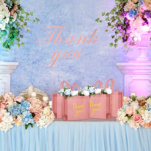 Sweetude 30 Thank You Non Woven Gift Bag, 11 x 12 x 5 Inch, Leather Pink - color: Leather Pink, size: 11 X 12 X 5 Inch