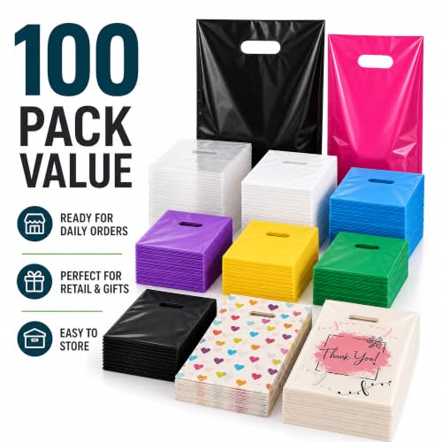 ysmile 5.9x7.8 Small Clear Die Cut Handle Plastic Party Favor Bags 100ct - color: Clear, size: 5.9x7.8 Inch (Pack of 100)
