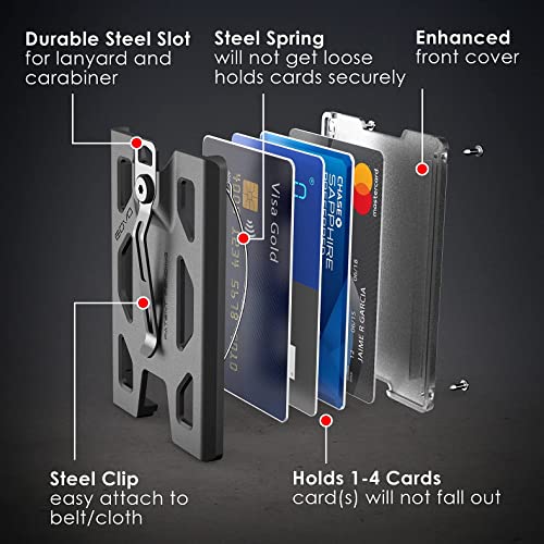 GOVO T4 Badge Holder/Wallet - Durable Polycarbonate ID/Credit Holder with Metal Clip and 4 Cards Slot (Holds 1 to 4 Cards) (Blue) - color: Blue